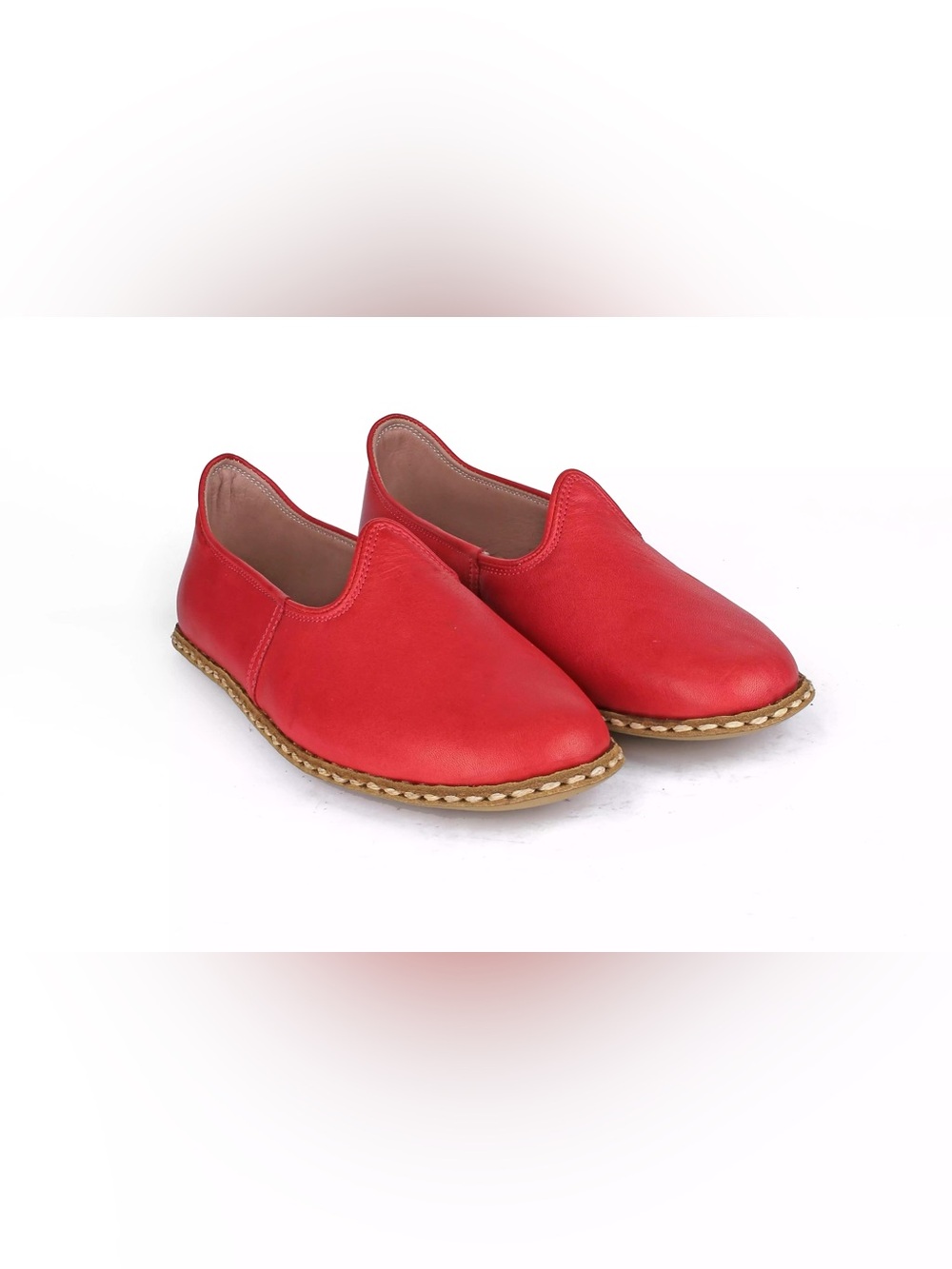 Red Leather Wide Toe Barefoot Loafers Sz 8W